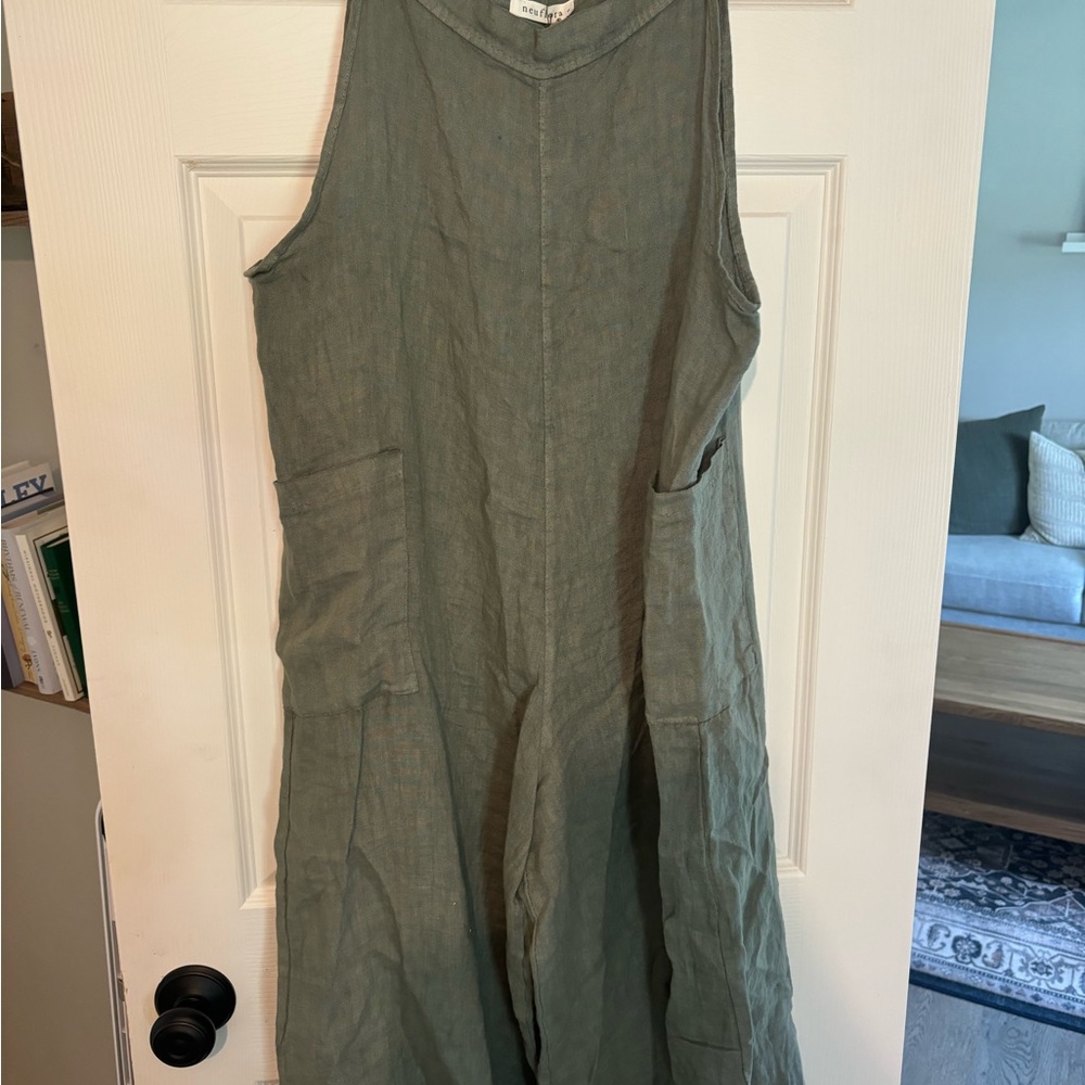 Neuflora Sage Green Linen Jumpsuit